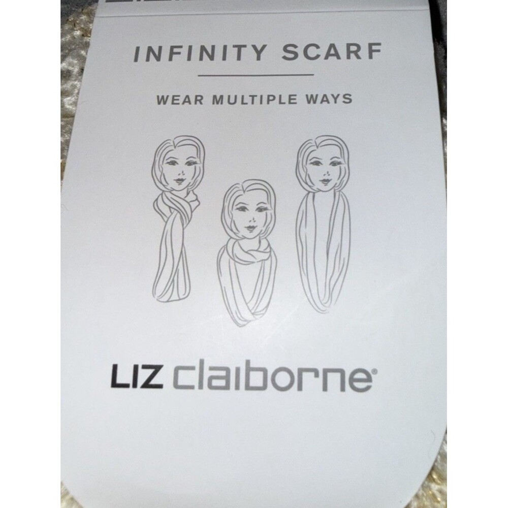 Liz Claiborne Ivory Metallic Gold Open Knit Infinity Scarf NWT - Picture 4 of 5